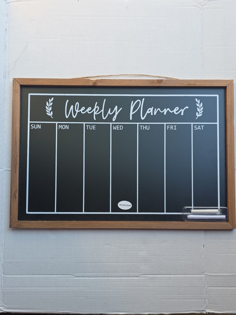 Weekly Menu Chalkboard with Wooden Frame